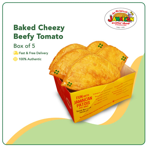 Jamaican Pattie Baked Cheezy Beefy Tomato Box of 5