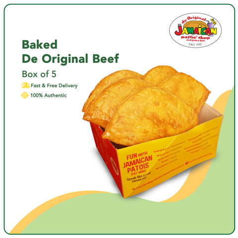 Jamaican Pattie Baked De Original Beef Box of 5