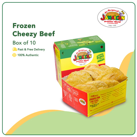 Jamaican Pattie Frozen Cheezy Beef Box of 10