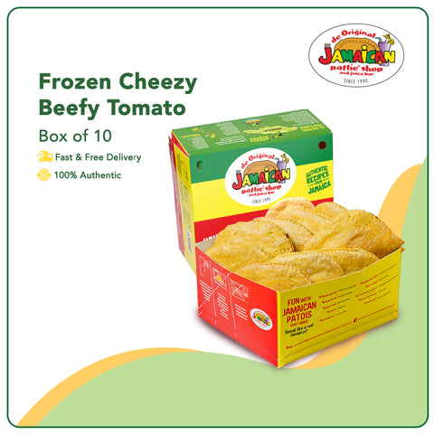 Jamaican Pattie Frozen Cheezy Beefy Tomato Box of 10