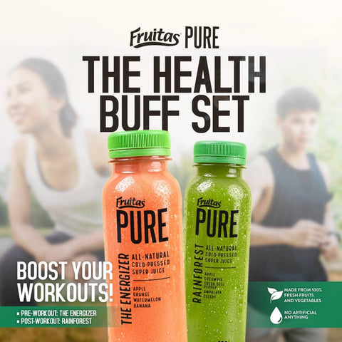 Fruitas Pure Cold-Pressed Juice Bundle of 2: The Health Buff Set (1pc Energizer and 1pc Rainforest)